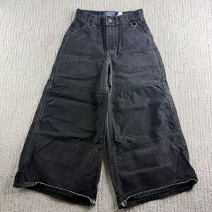 Lee Pipes Kids XS Black Wide Leg Skate Jeans Baggy Denim 24x21